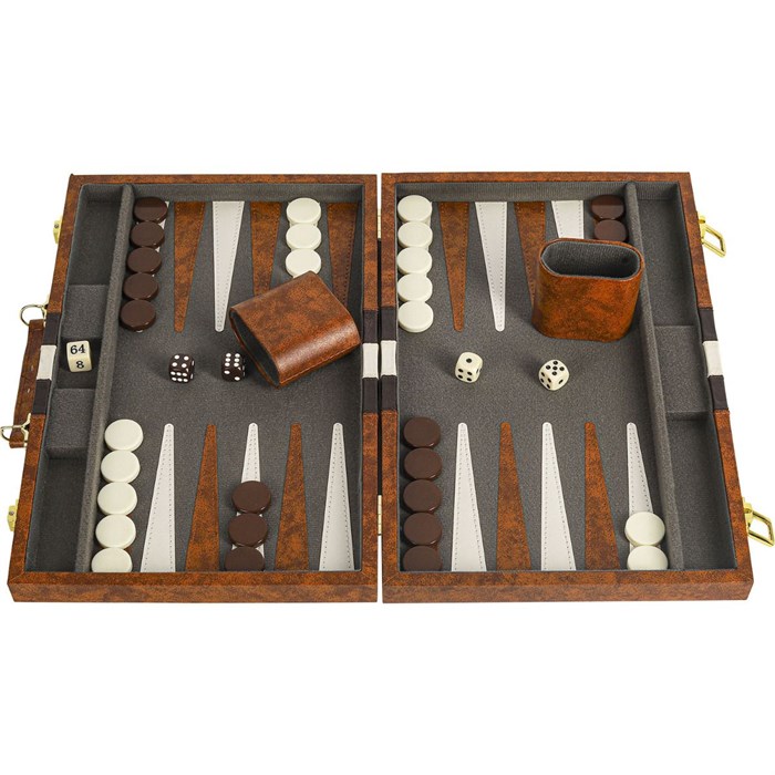 Backgammon kuffert Brun